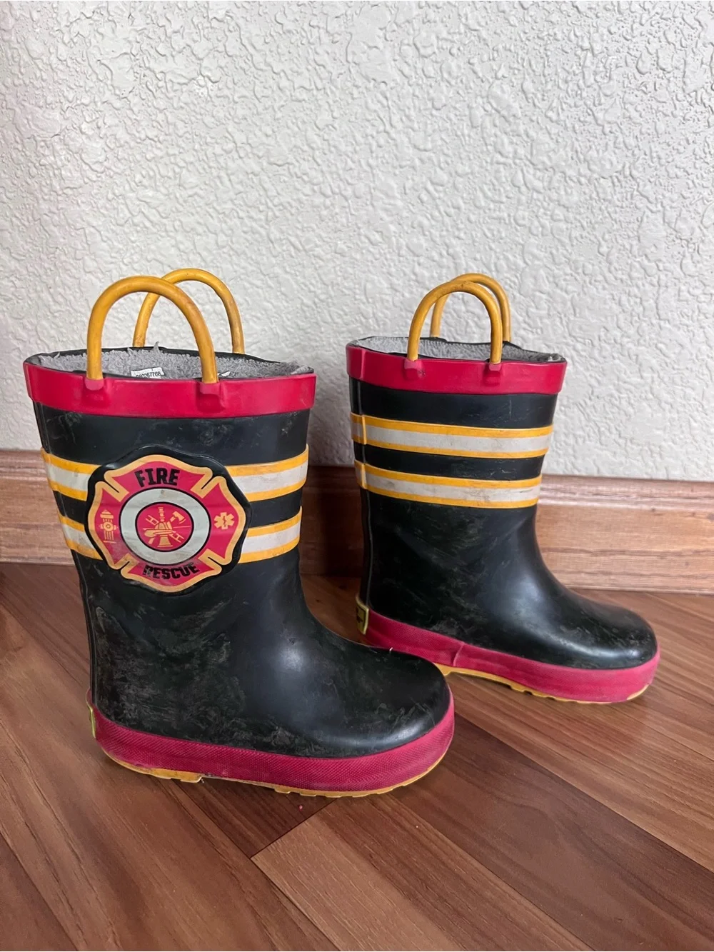 Western Chief Kids Fire Rescue Rain Boots - Black, Red & Yellow
